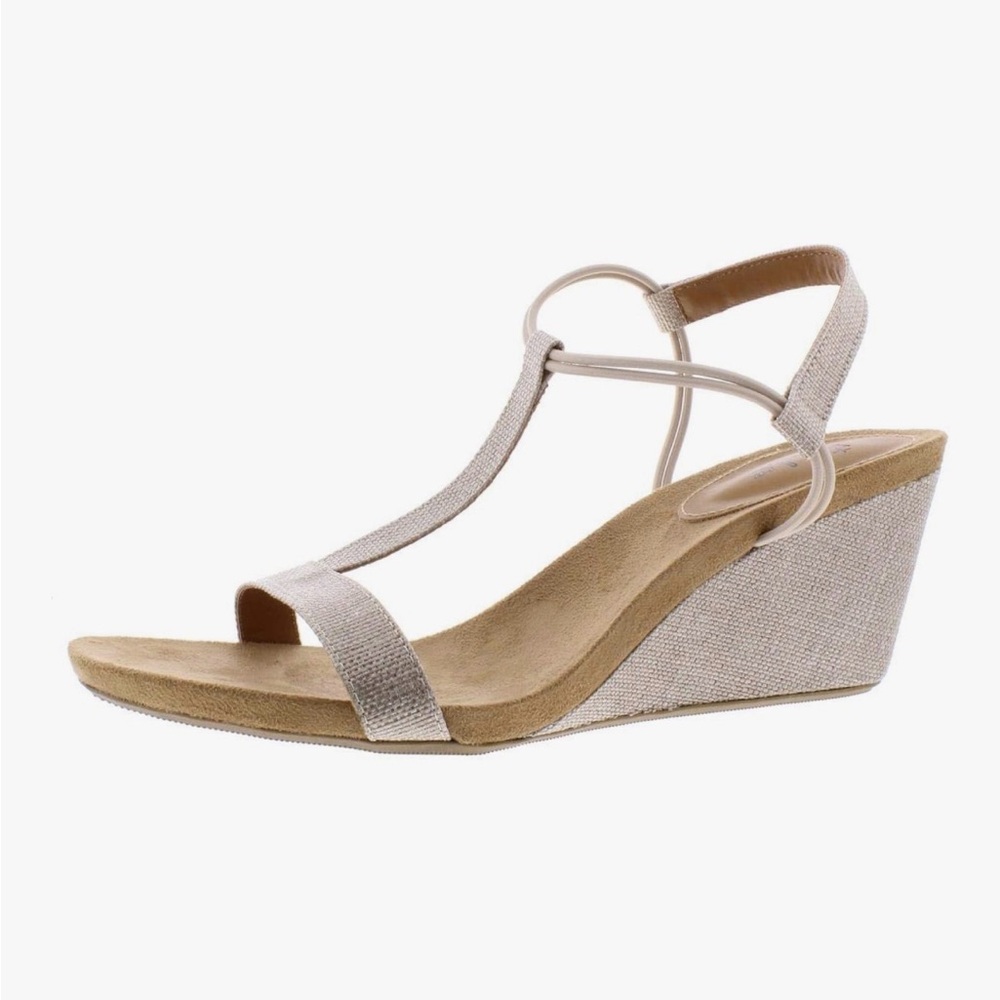 Style & Co Comfortable Cream Tan Wedges Soft Suede Footbed Coastal Cowgirl NWOB - Picture 3 of 5